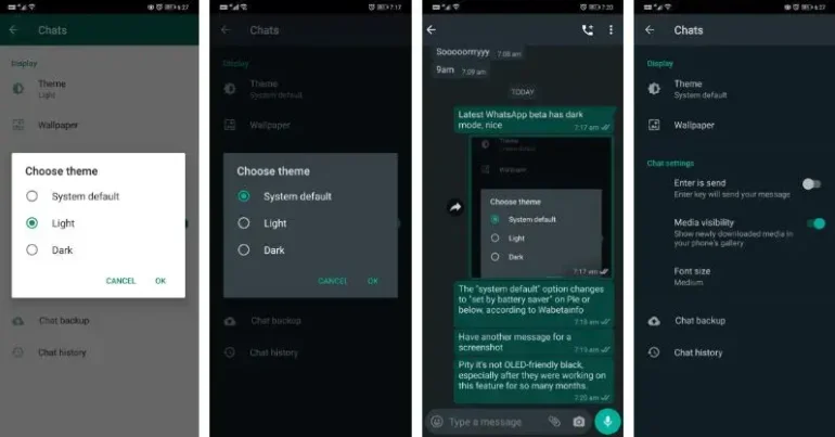 WhatsApp dark mode