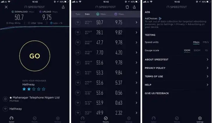 Speed Test UPC