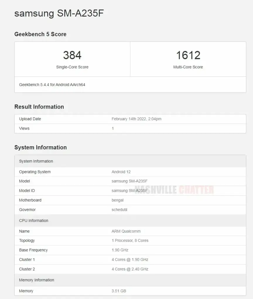 Samsung Galaxy A23 a apărut pe Geekbench