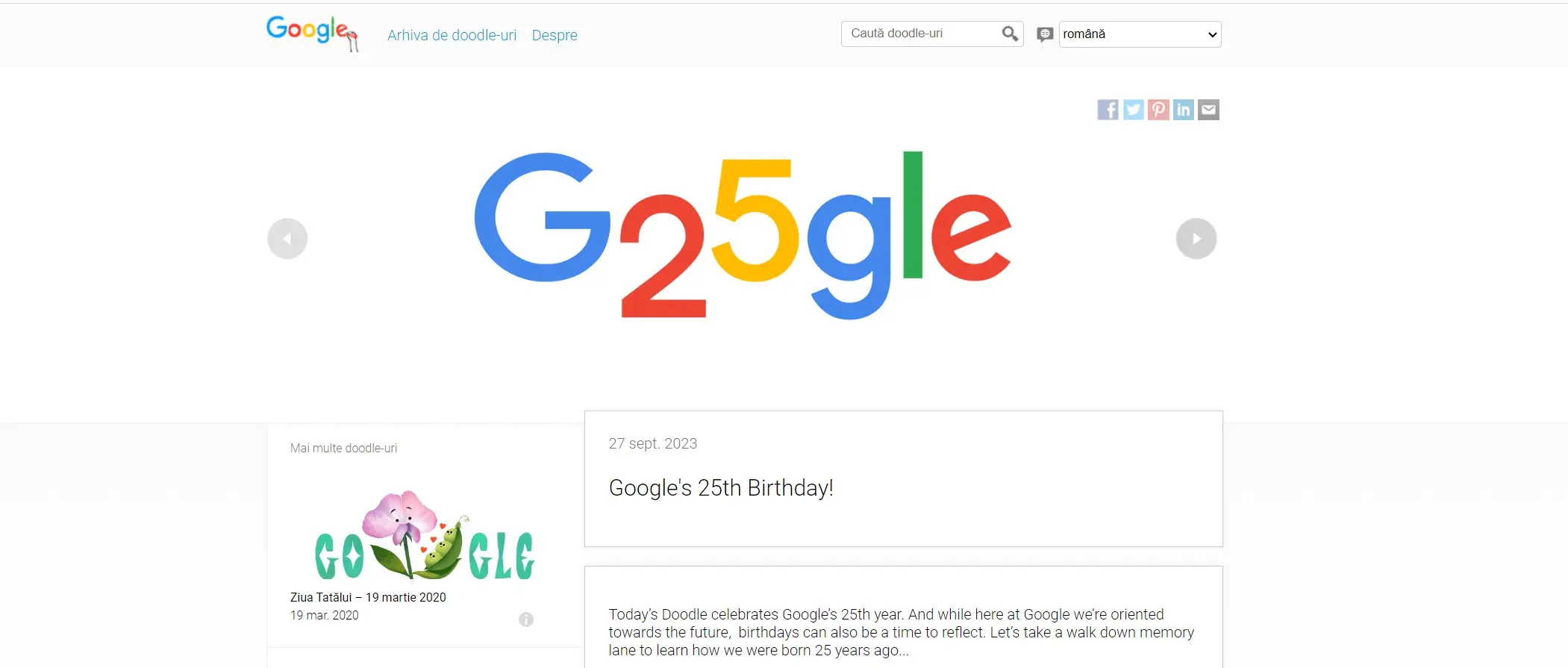 Aniversare de 25 de ani a Google