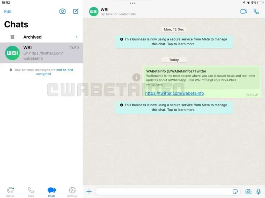 WhatsApp pentru iPad