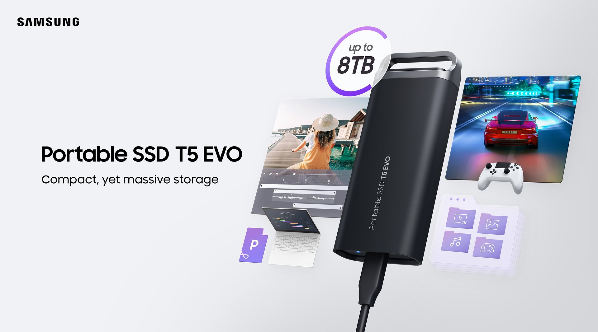Samsung prezintă noul SSD portabil T5 EVO cu o capacitate de 8 TB și design compact